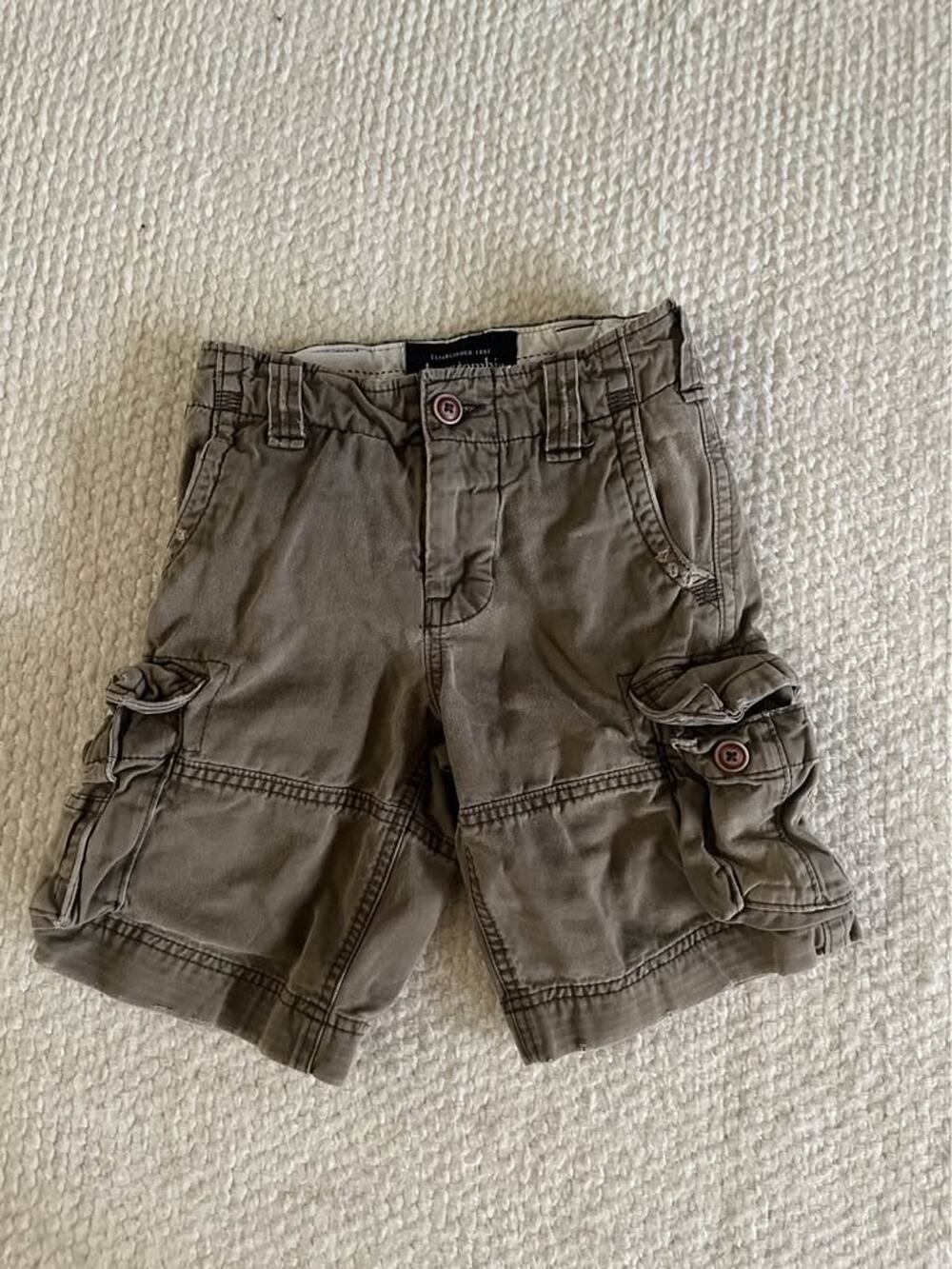Vintage Y2K Boys Abercrombie & Fitch Cargo Shorts 8 Medium Brown Green Baggy